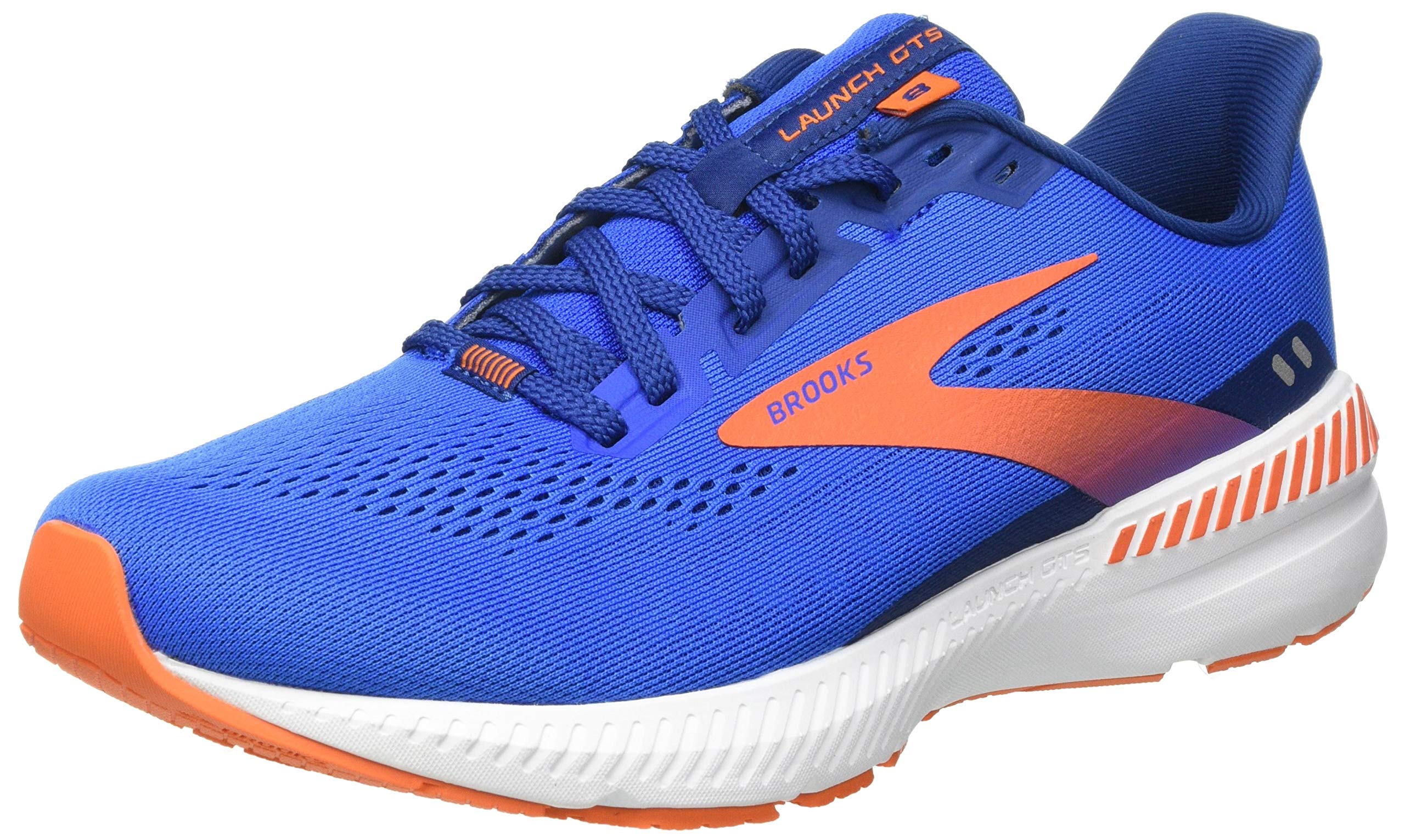 Brooks Mens Launch GTS 8 Energy Return Running Shoe - Blue/Orange/White - 11