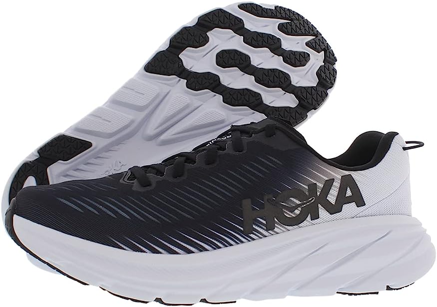 HOKA ONE Rincon 3 Womens Running Shoes - Black/White - 8.5