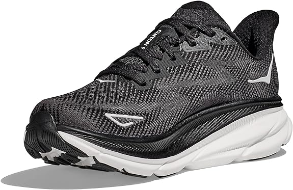 Hoka One Womens Clifton 9 Road Running Shoes - Black/White - 10