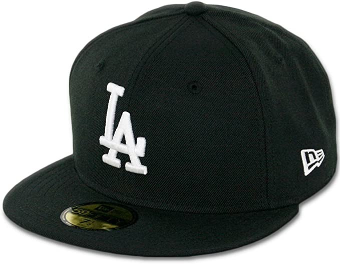 New Era 59Fifty Hat MLB Basic Los Angeles Dodgers LA Black/White Fitted Baseball Cap (7 1/8)