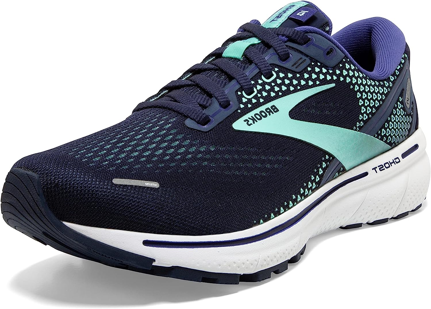 Brooks Ghost 14 Womens Road-Running Shoes - Peacoat/Yucca/Navy - 8.5