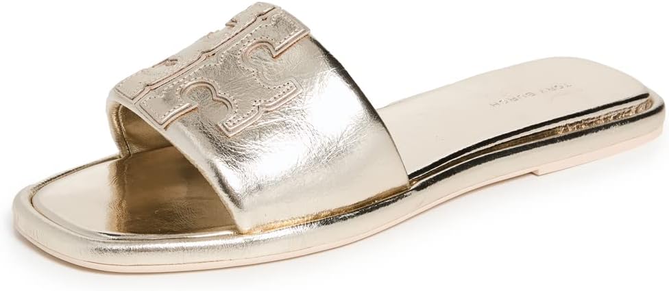 Tory Burch Womens Double T Sport Slide Sandal - Spark Gold - 8