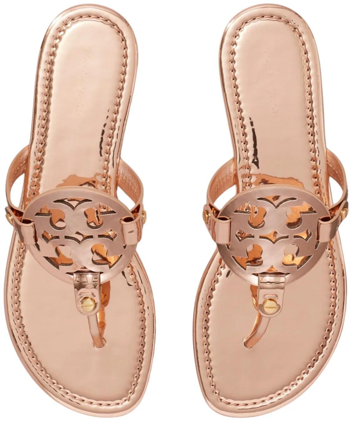 Tory Burch Miller Classic Metallic Sandals - Rose Gold - 7.5