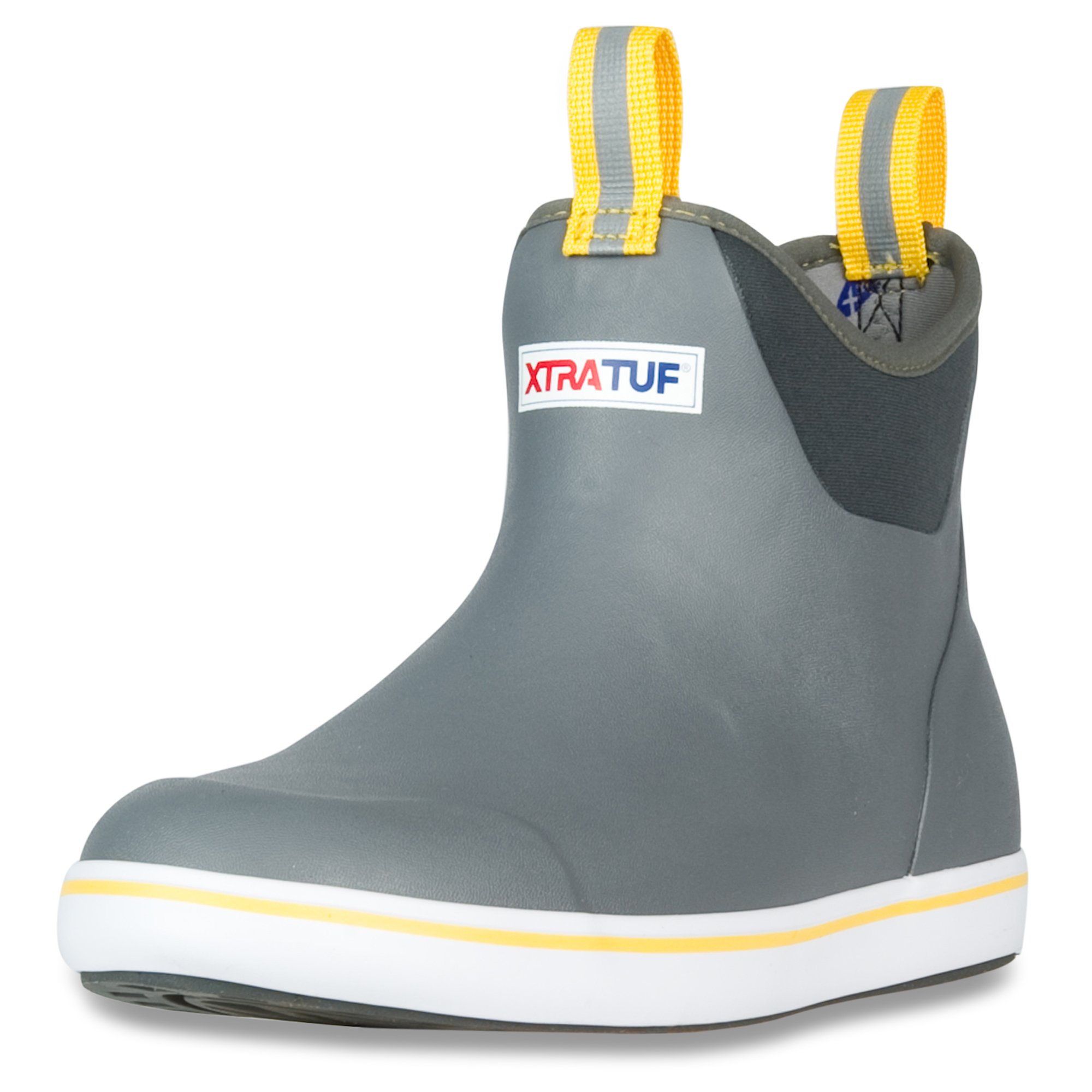 XTRATUF Performance Series 6 Inch Mens Full Rubber Ankle Deck Boots - Gray/Yellow - Size 12