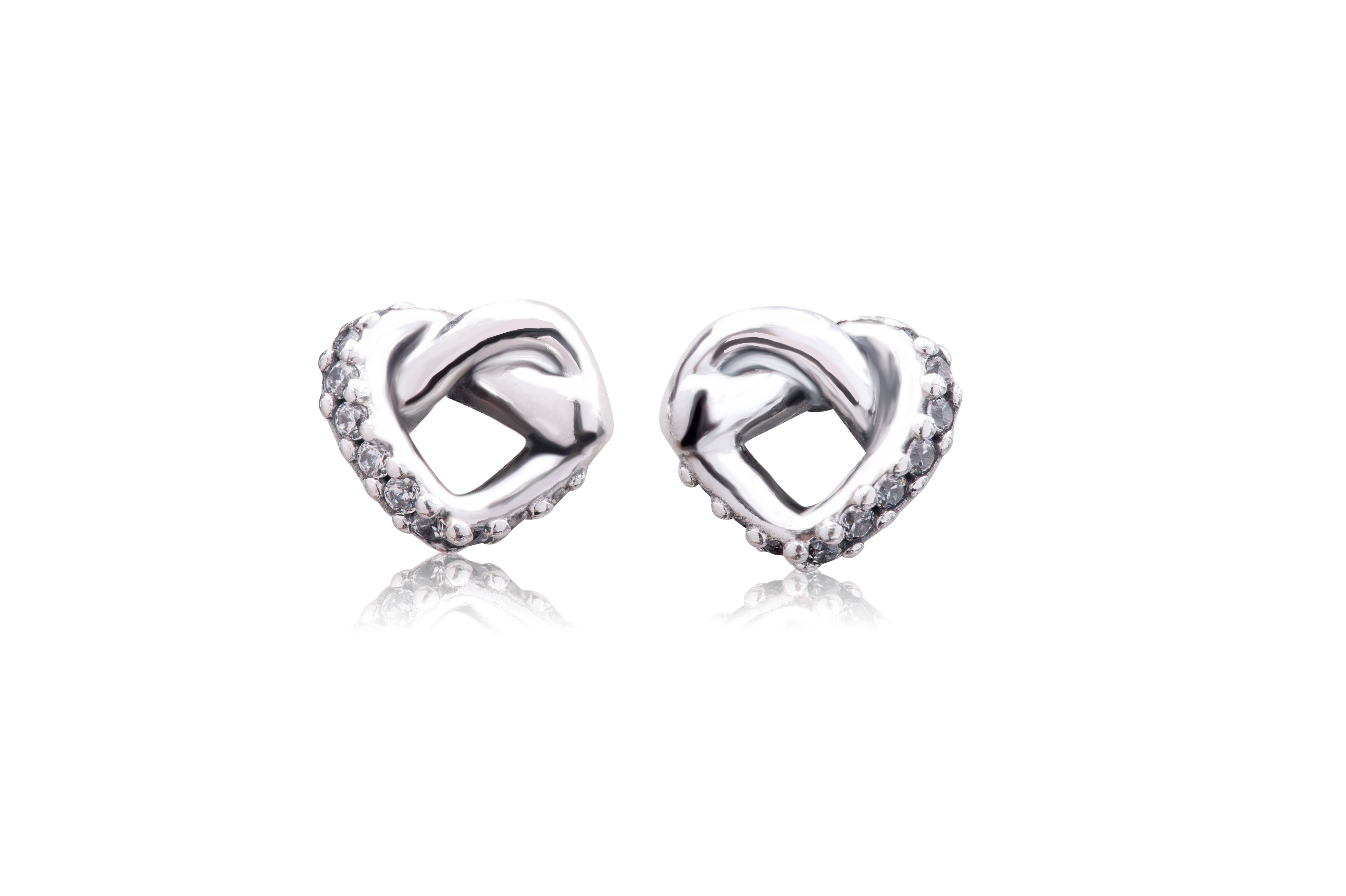 PANDORA Knotted Hearts 925 Sterling Silver Earrings - 298019CZ