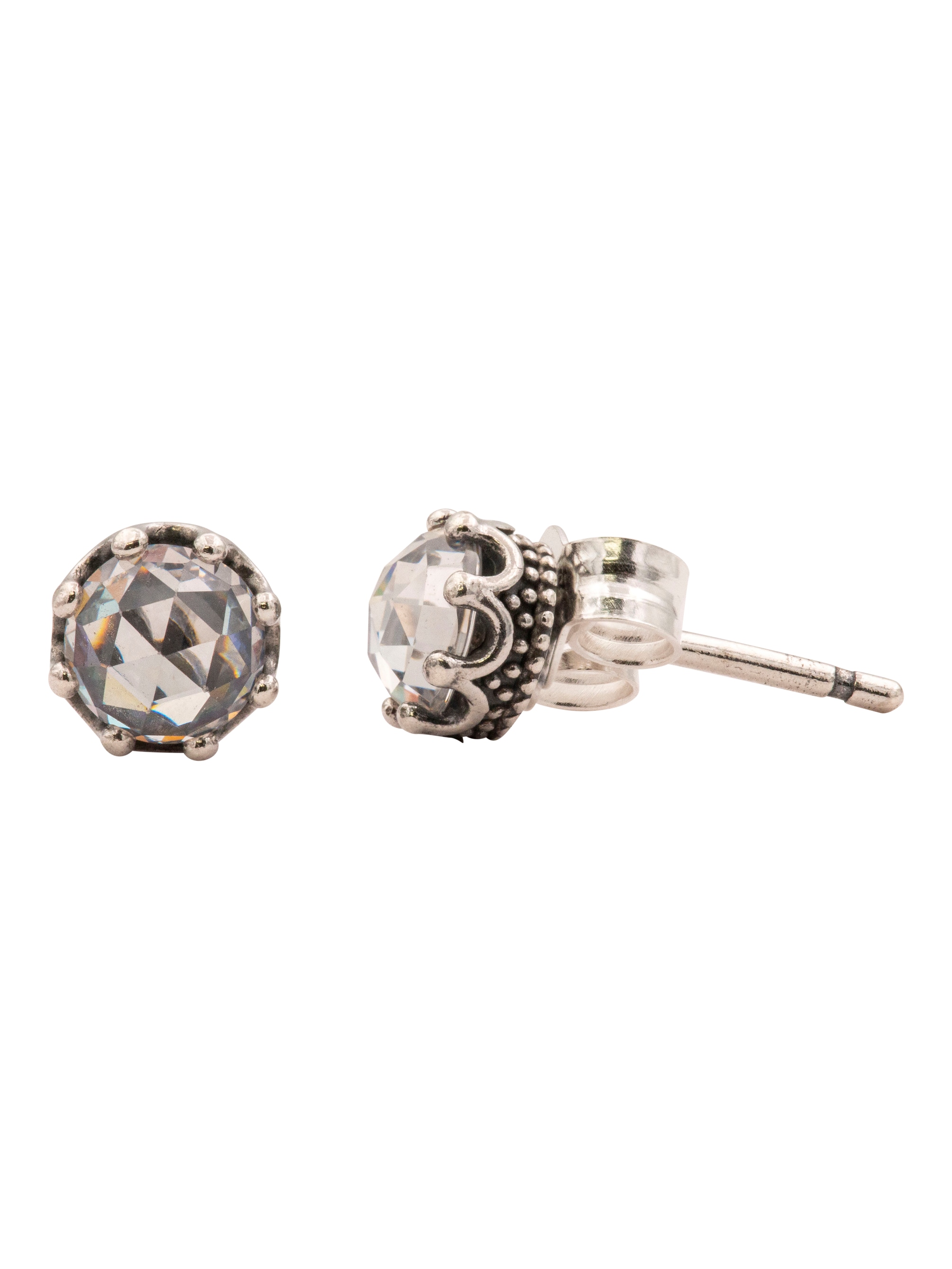 PANDORA Crown Sterling Silver Stud Earrings With Clear Cubic Zirconia - 298311CZ