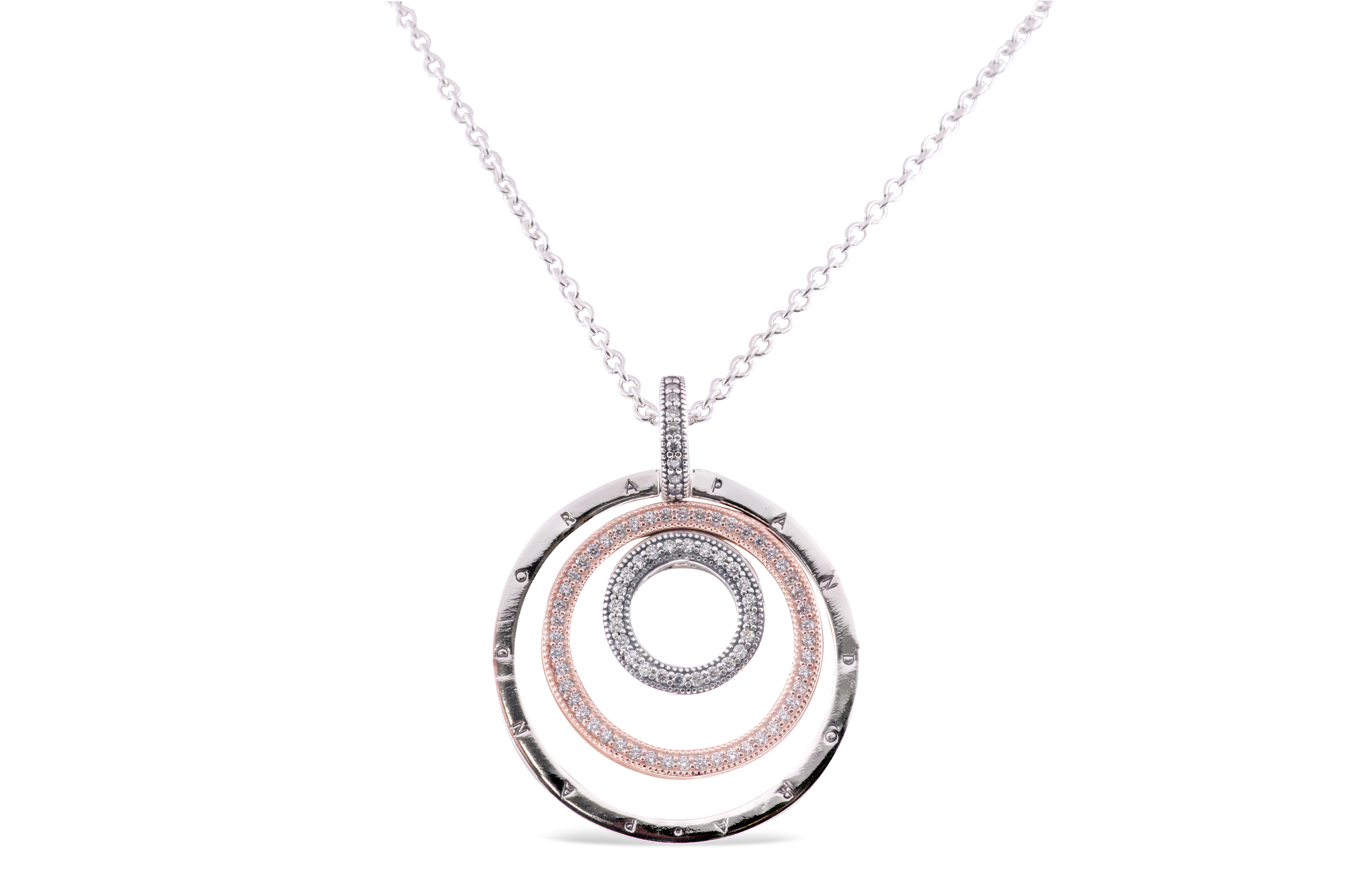 Pandora Two Tone Circles Pendant & Necklace