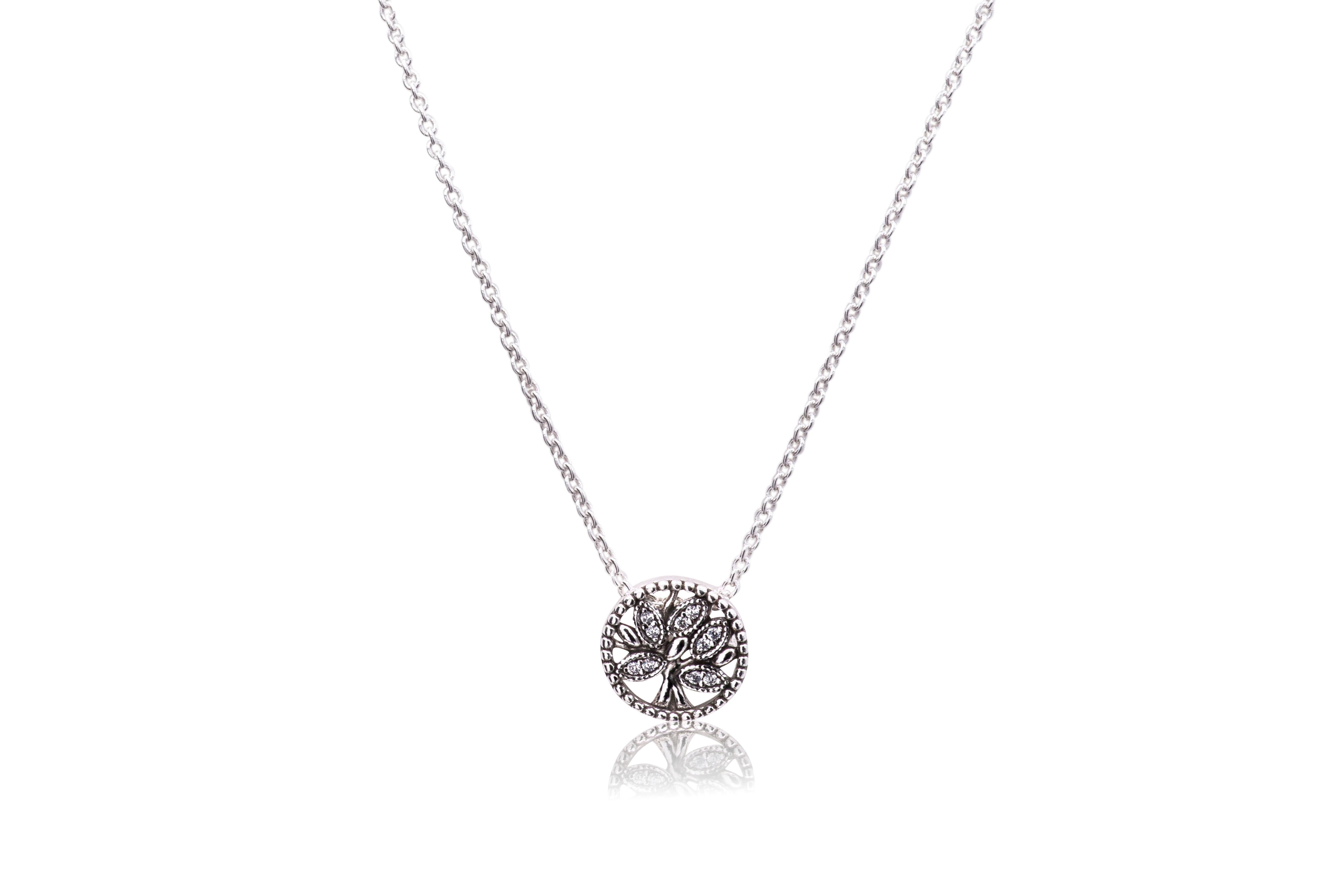 PANDORA Tree of Life 925 Sterling Silver Necklace - Size: 17.7 inches - 397780CZ-45