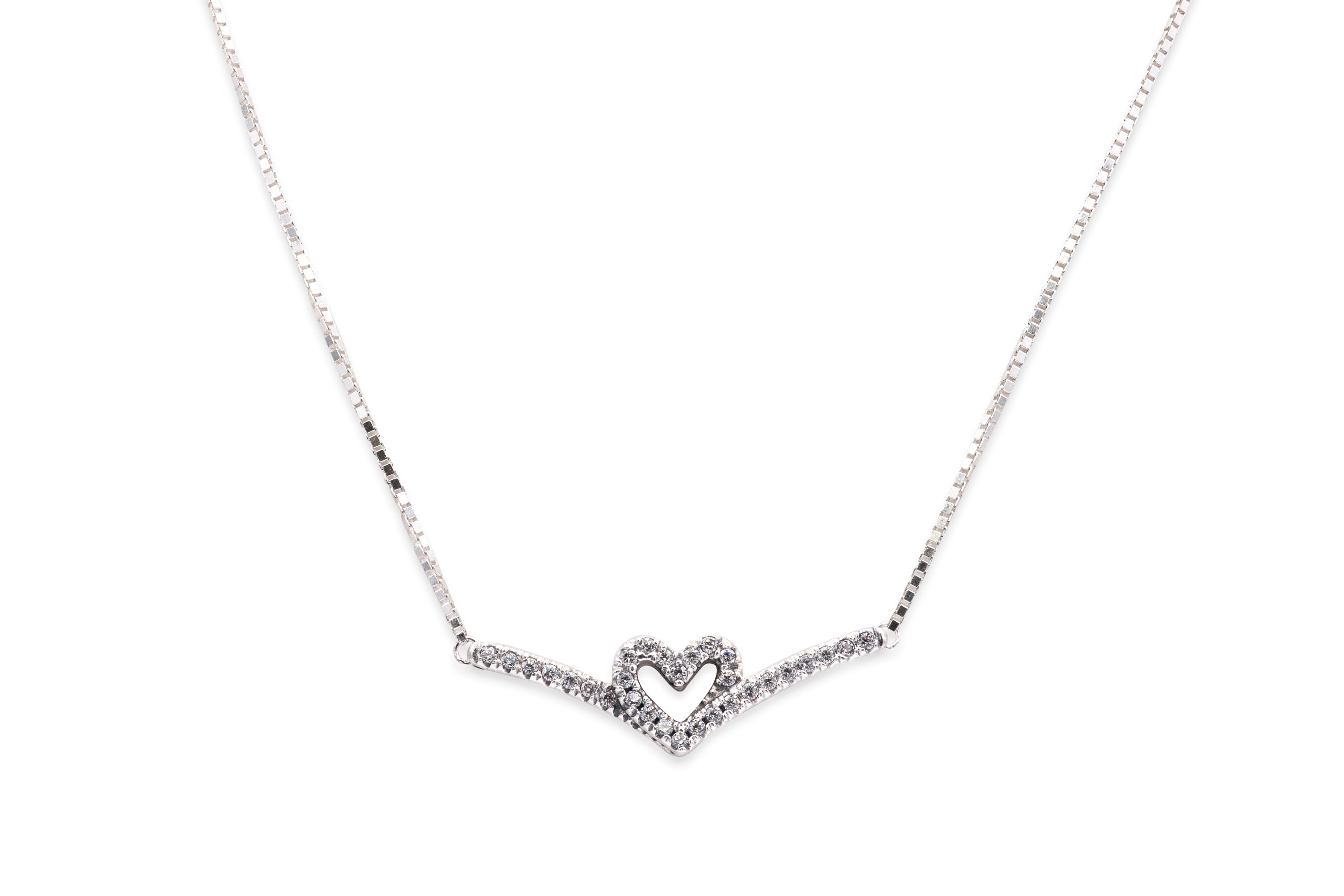 Pandora Wish Sparkling Wishbone Heart Necklace - 399273C01-45