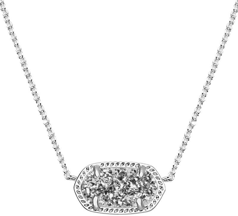 Kendra Scott Elisa Rhodium Necklace - Platinum Drusy - 4217711238