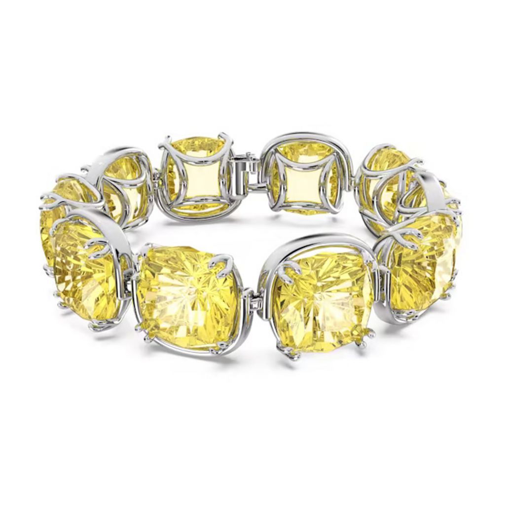 Swarovski Harmonia Bracelet Cushion Cut Crystals Yellow Rhodium Plated