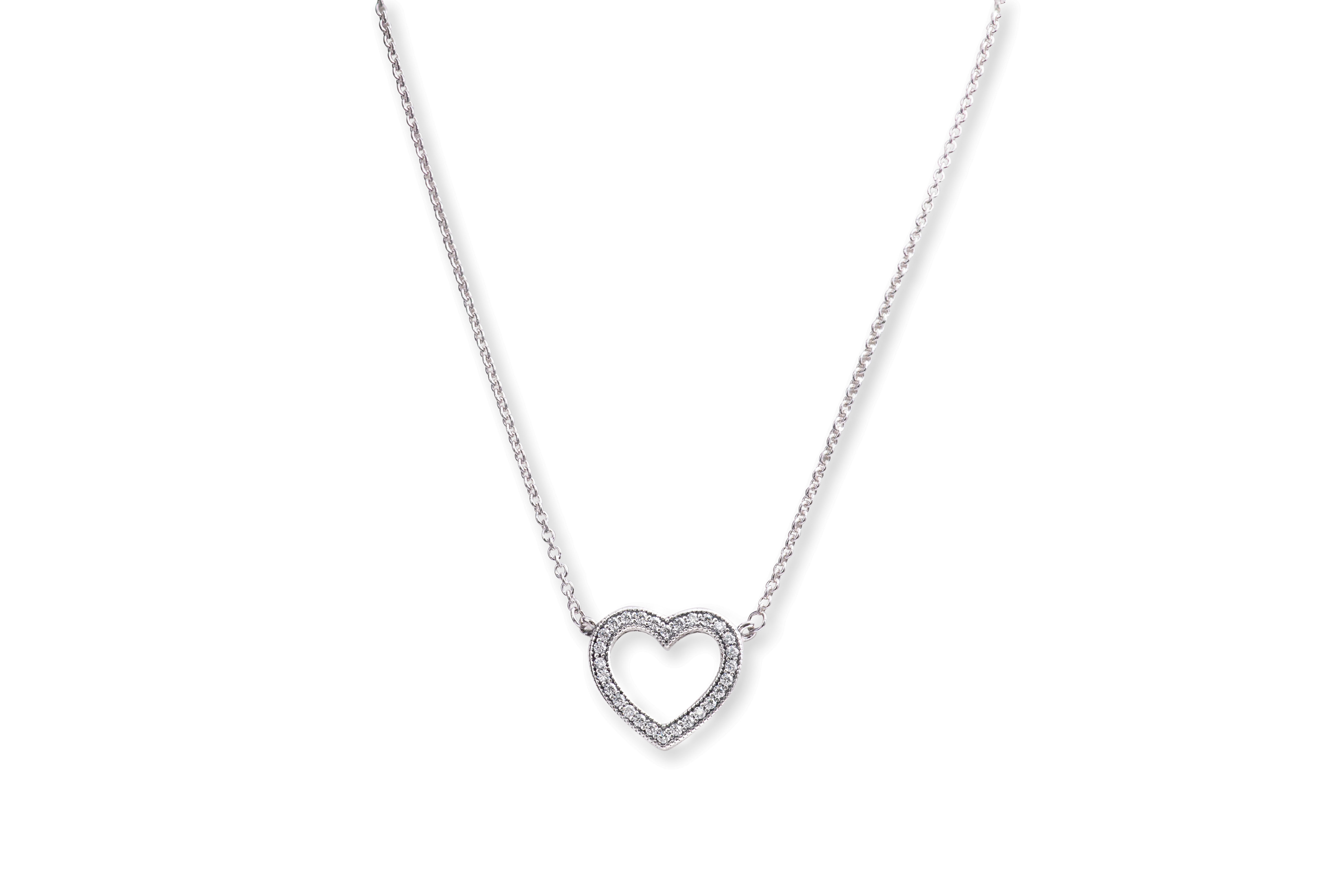Pandora Necklace Loving Hearts Of Pandora With Clear Cubic Zirconia