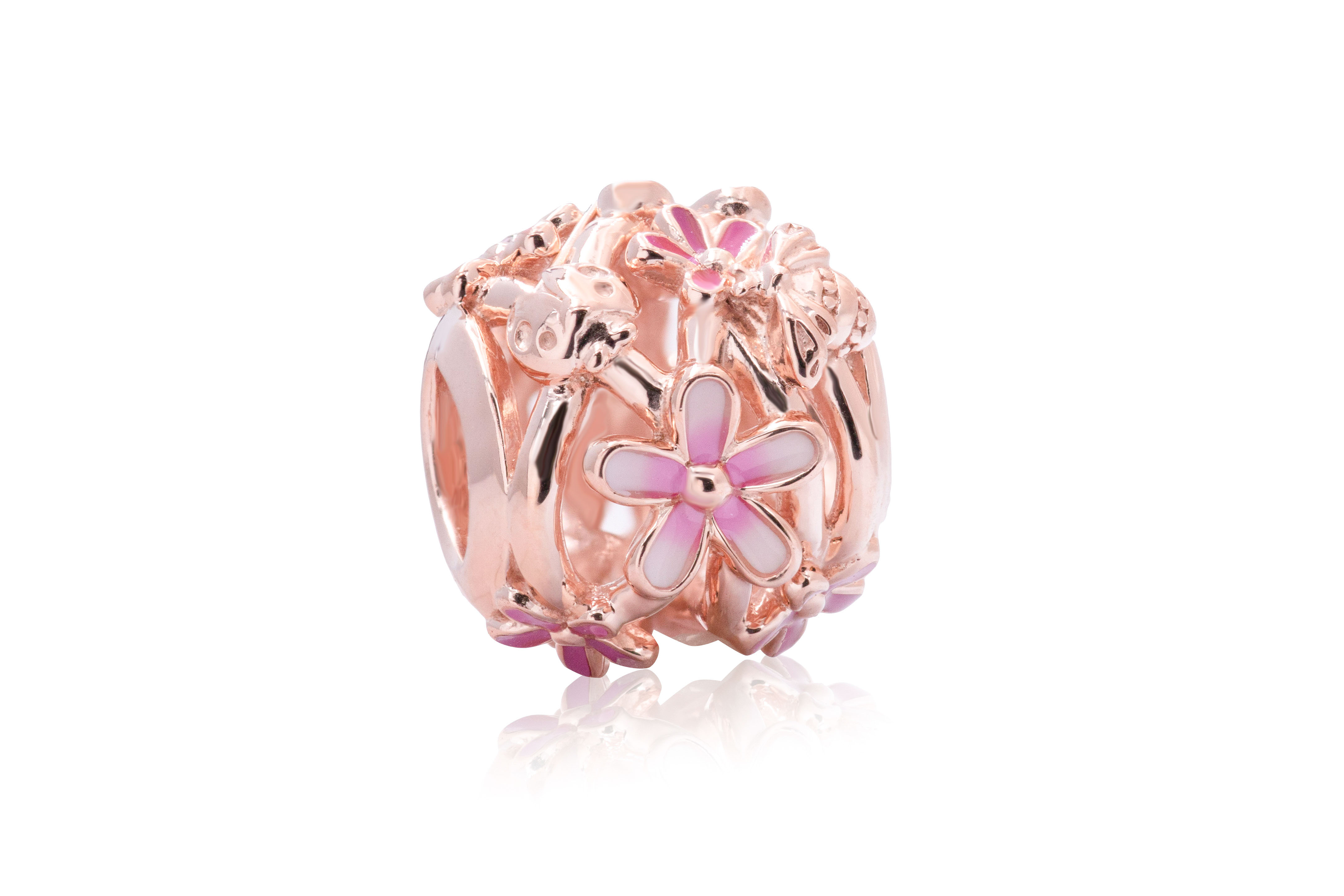 PANDORA Openwork Pink Daisy Flower Charm