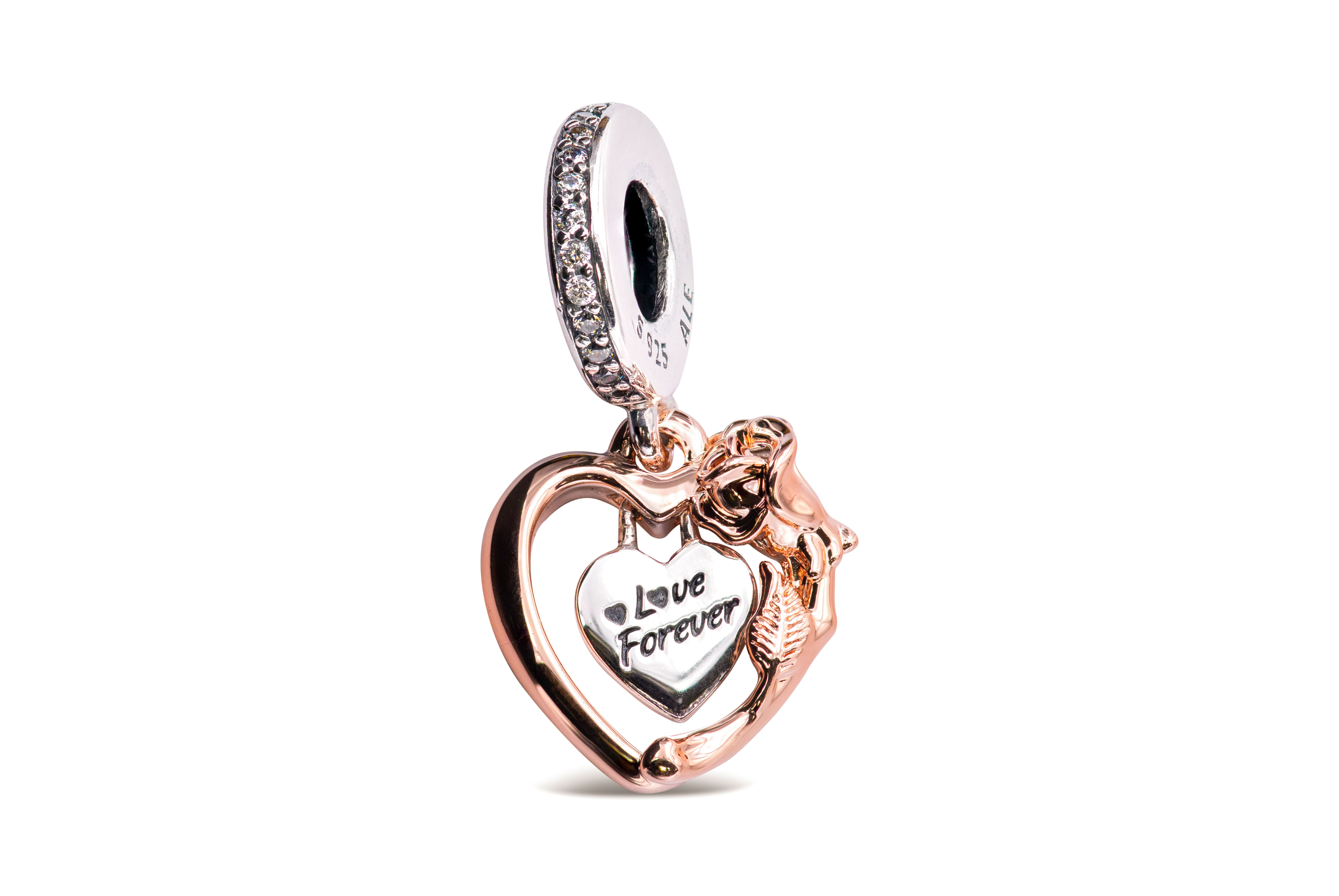 Pandora People Heart & Rose Flower Dangle Charm - 789290C01