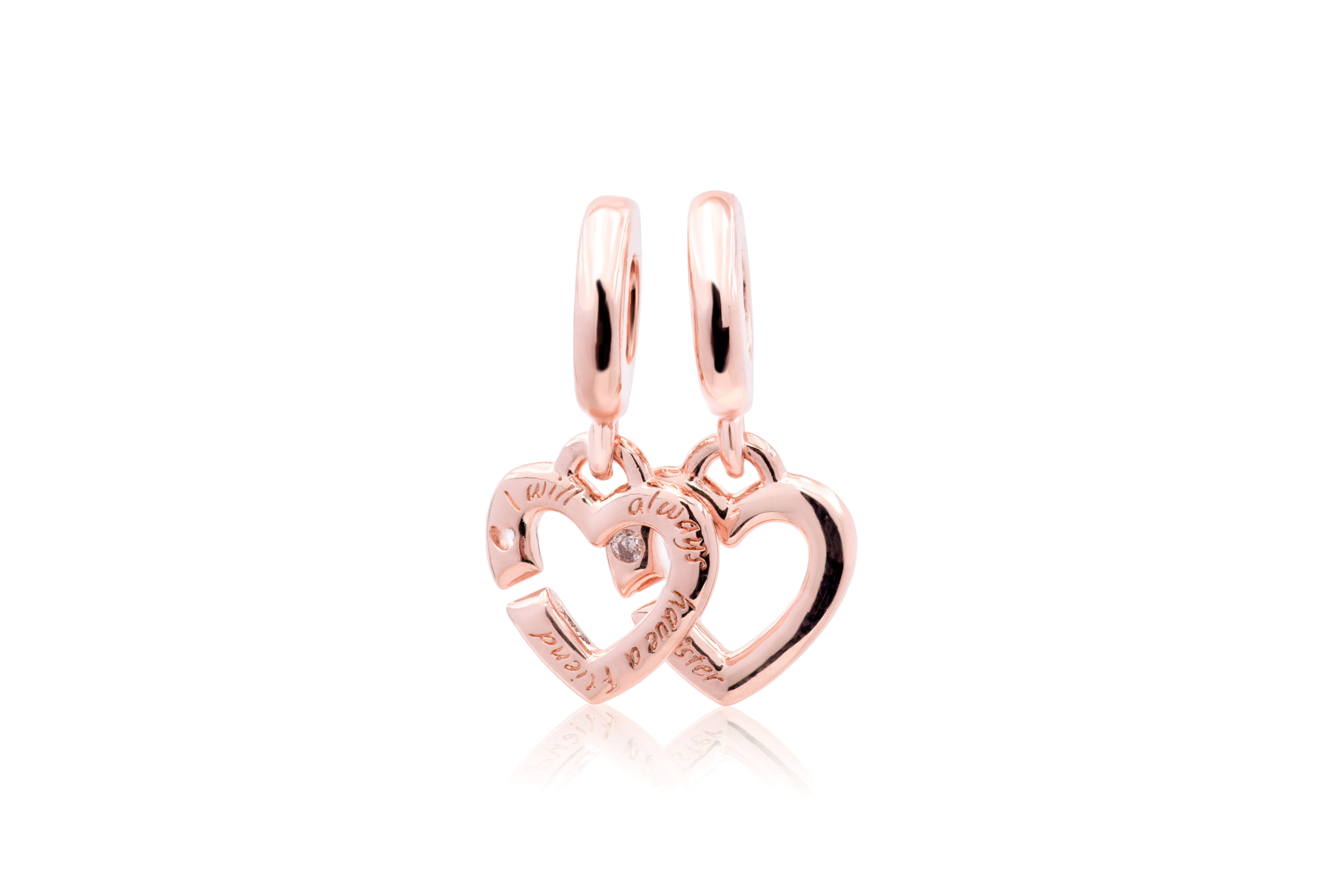 Pandora Linked Sister Hearts Split Dangle Charm