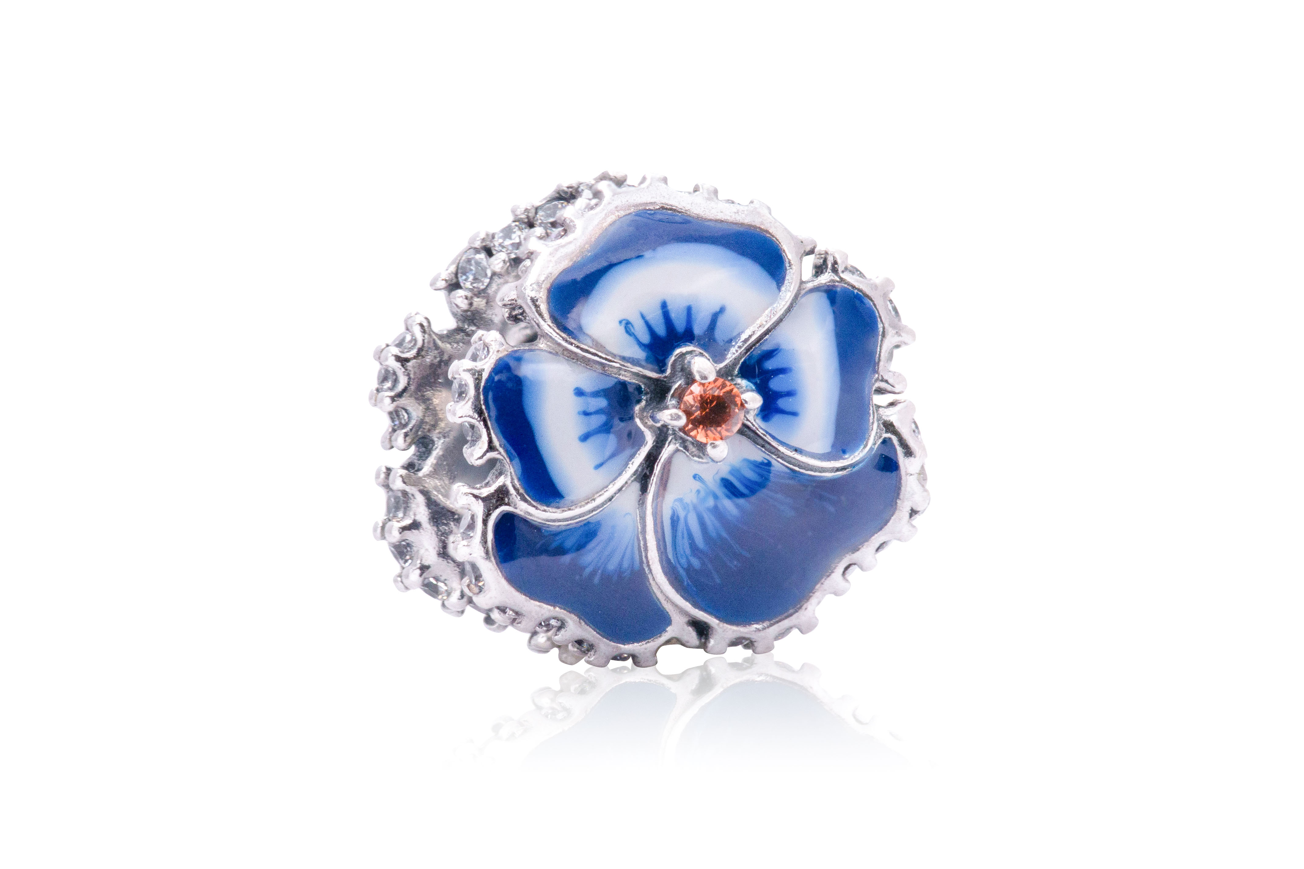 Pandora Moments Blue Pansy Flower Charm