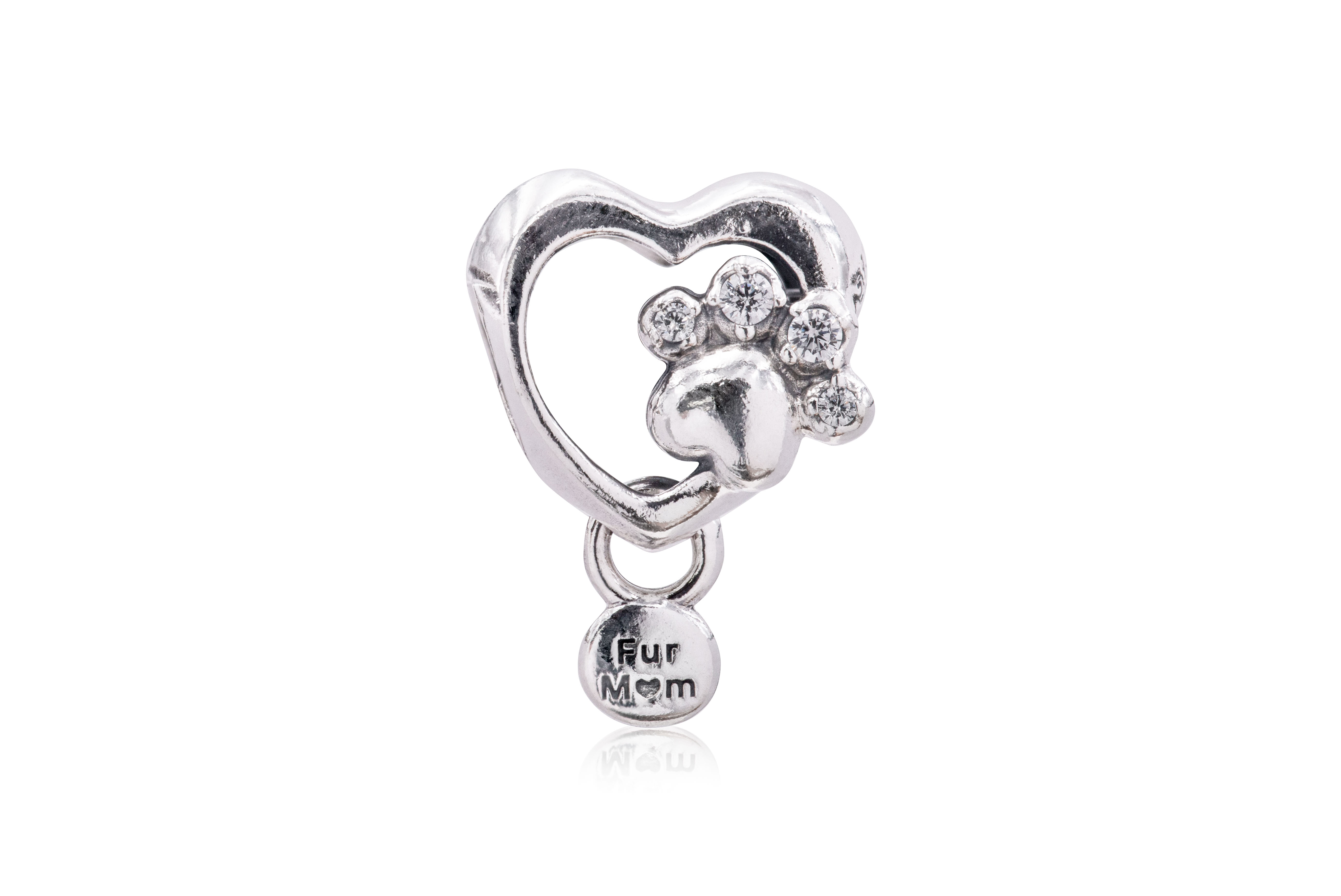 PANDORA Sparkling Paw Print & Heart Charm