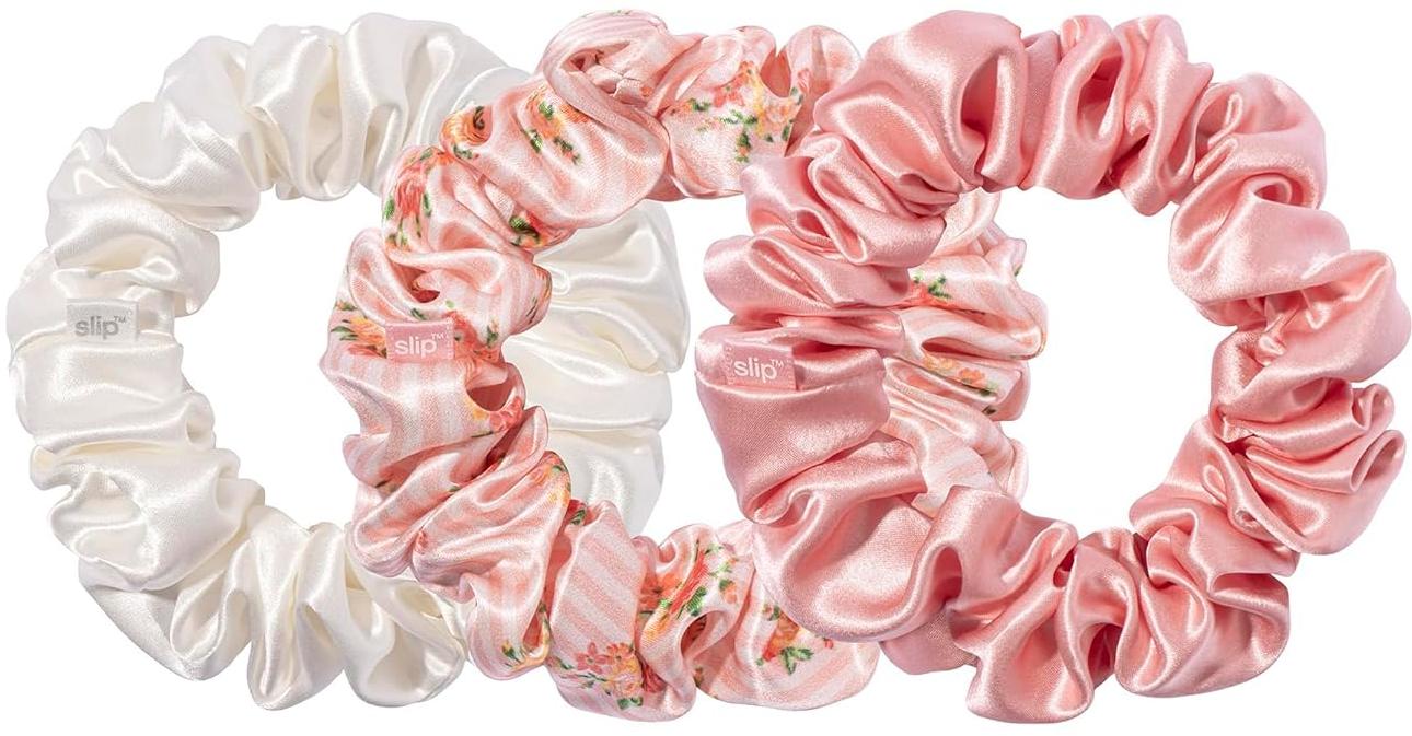 Slip Silk Scrunchies 100% 22 Momme Mulberry Silk (3 Luxurious Scrunchies) - Petal