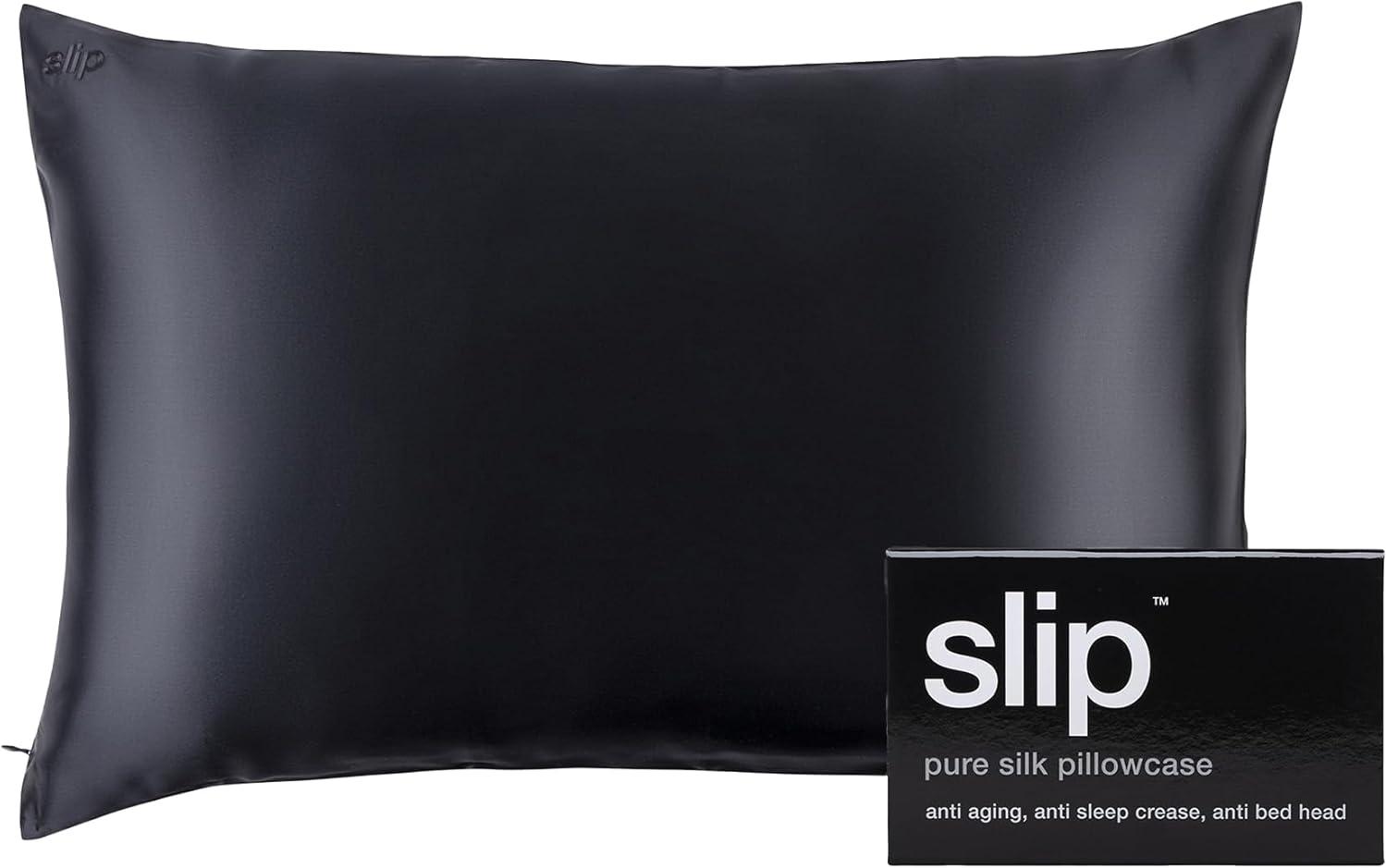 Slip The Original Queen Silk Pillow Case - 100% Pure 22 Momme Mulberry Silk - Black