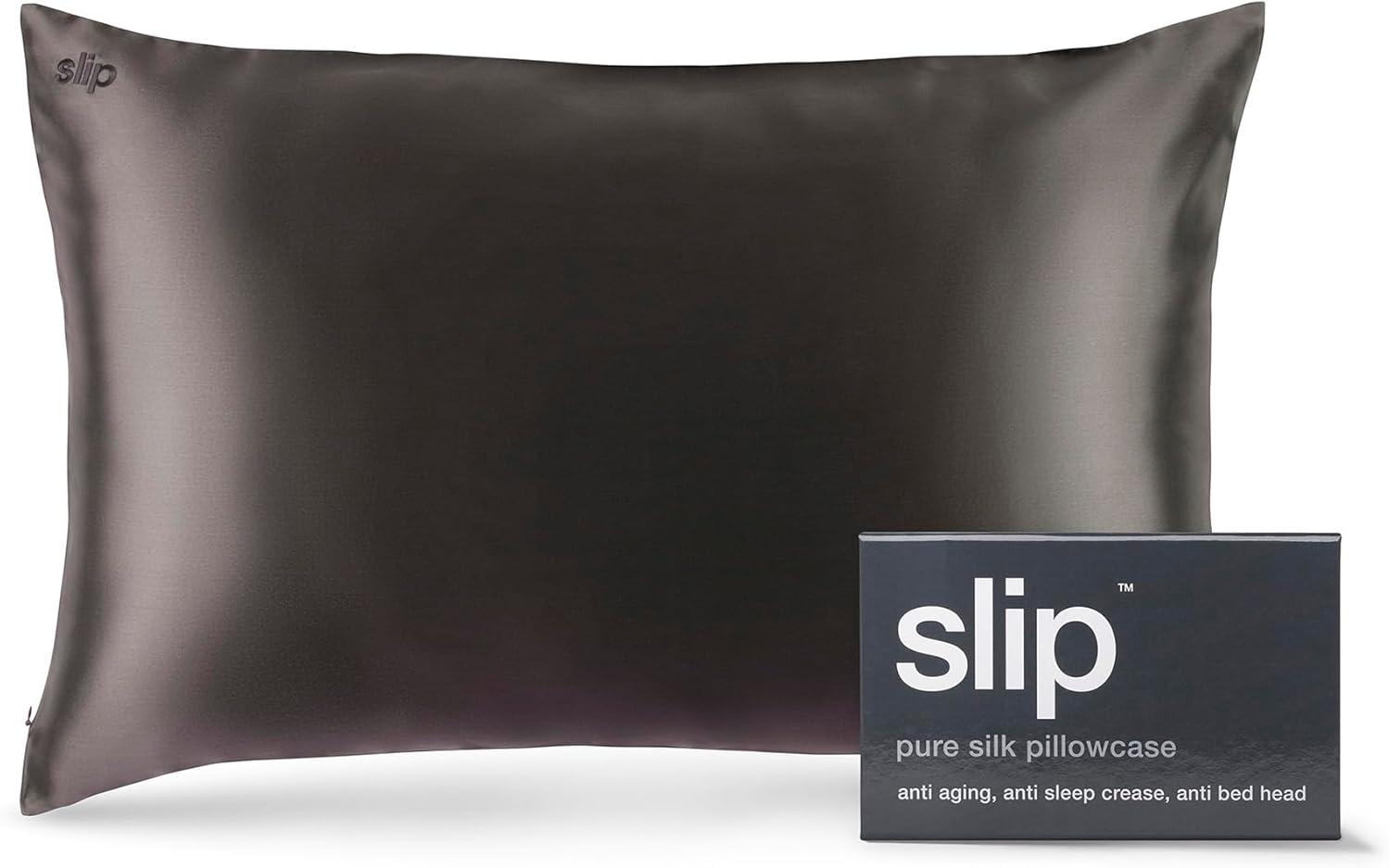 Slip Queen Silk Pillow Cases - Queen Size Standard Pillow Case - Charcoal