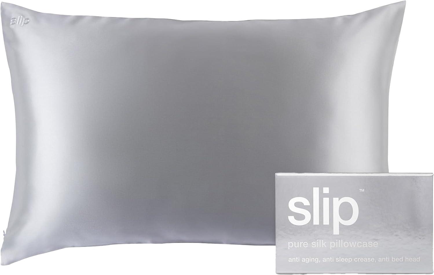 Slip The Original Queen Silk Pillow Case - 100% Pure 22 Momme Mulberry Silk - Silver