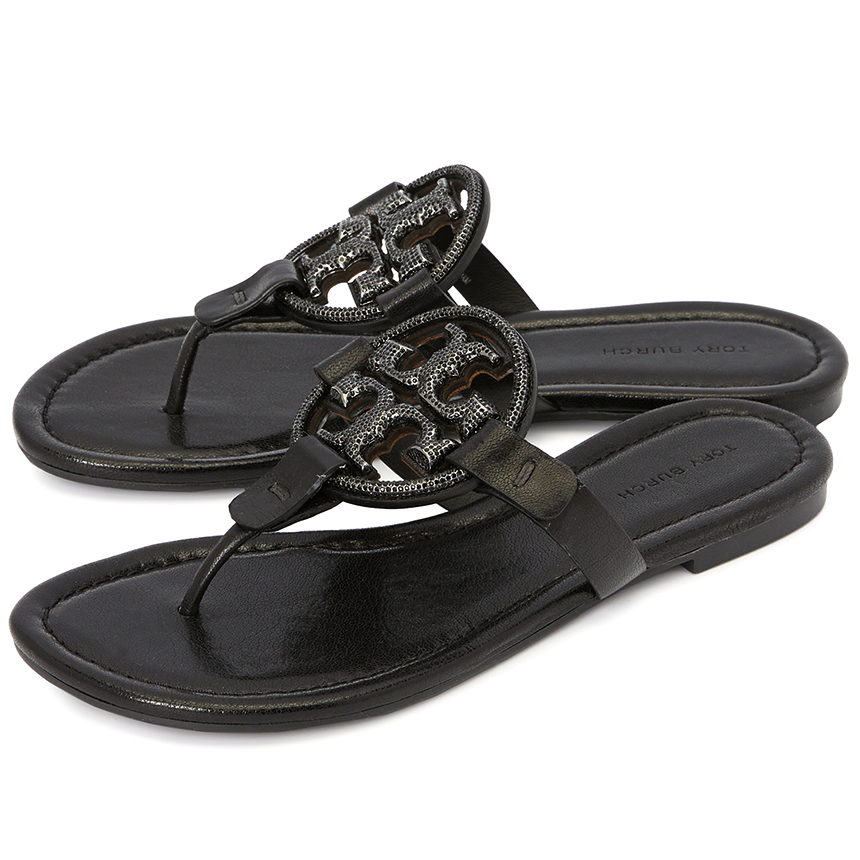 Tory Burch Womens Miller Soft Sandals - Black  - 6