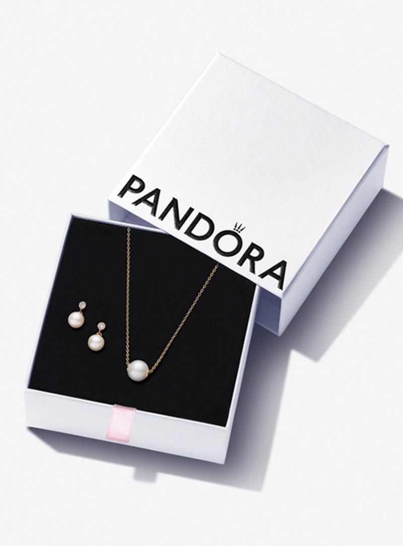 Pandora Gift Set Gold Plated Pearl Set