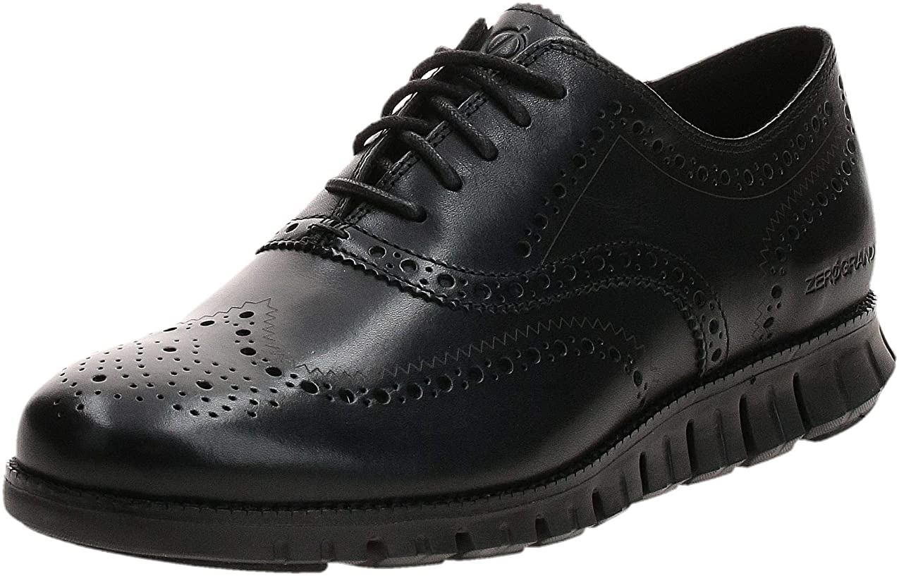 Cole Haan Mens Zerogrand Wing OX Leather Oxford Shoe - Closed Hole/Black - 9.5