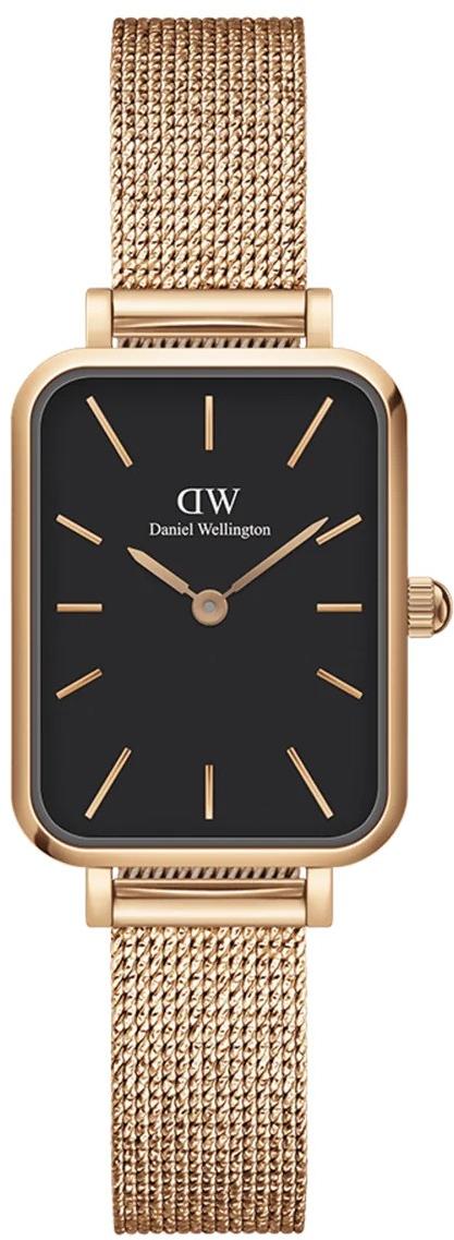 Daniel Wellington Quadro Pressed Melrose Black Rose Gold Ladies Watch