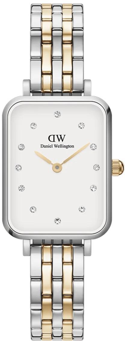 Daniel Wellington Quadro Lumine 5 Link Two Tone Eggshell White Silver Gold Ladies Watch