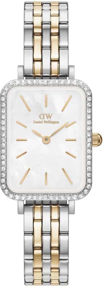 Daniel Wellington Quadro Lumine Bezel 5 Link Two Tone MOP Ladies Watch