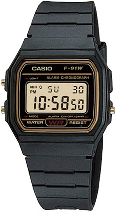 Casio Gold/Black Digital Mens Watch F-91W-1HDG