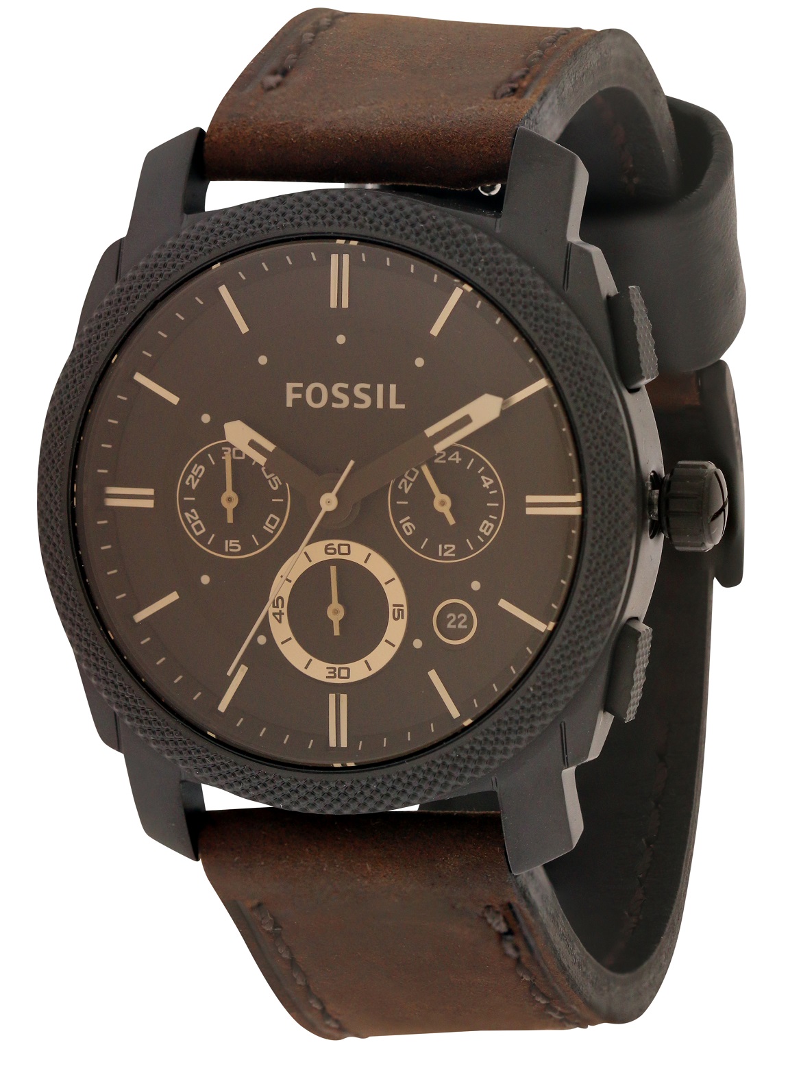 Fossil Machine Leather Chronograph Mens Watch FS4656