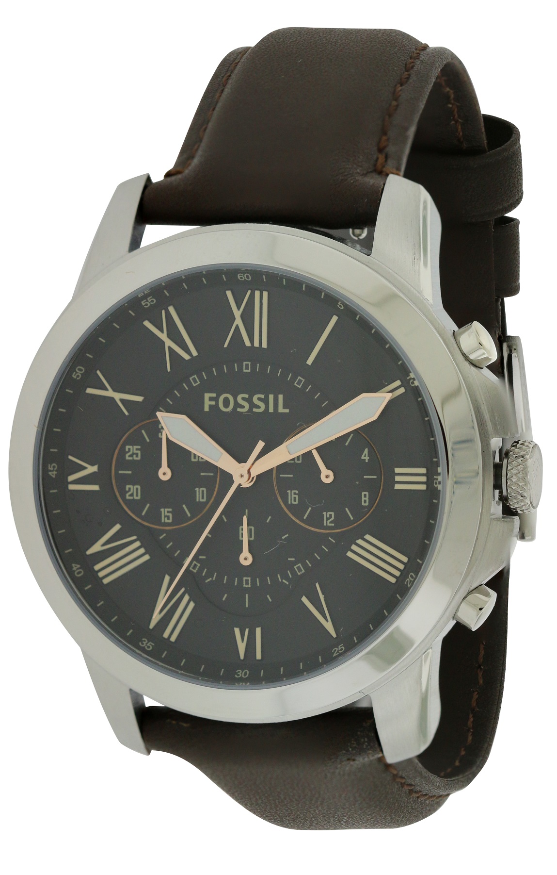 Fossil Grant Leather Chronograph Mens Watch FS4813