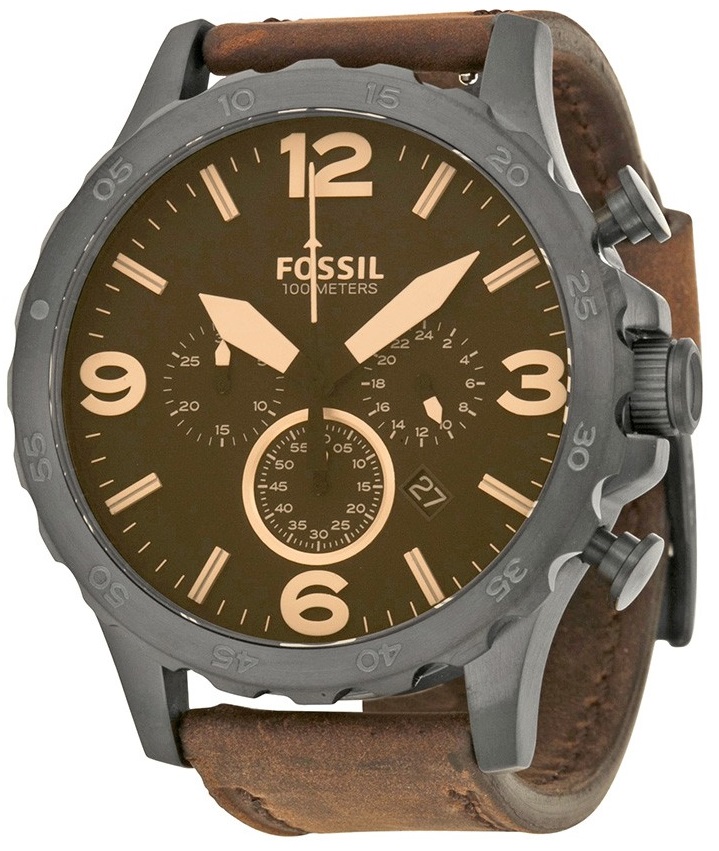 Fossil Nate Chronograph Leather Mens Watch JR1487