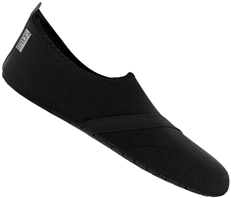 FitKicks Original Mens Edition Foldable Active Lifestyle Minimalist Footwear Barefoot Yoga Water Shoes - Small - BLACK