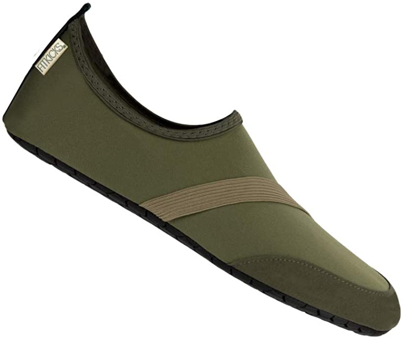 FitKicks Original Mens Edition Foldable Active Lifestyle Minimalist Footwear Barefoot Yoga Water Shoes - Medium - GREEN