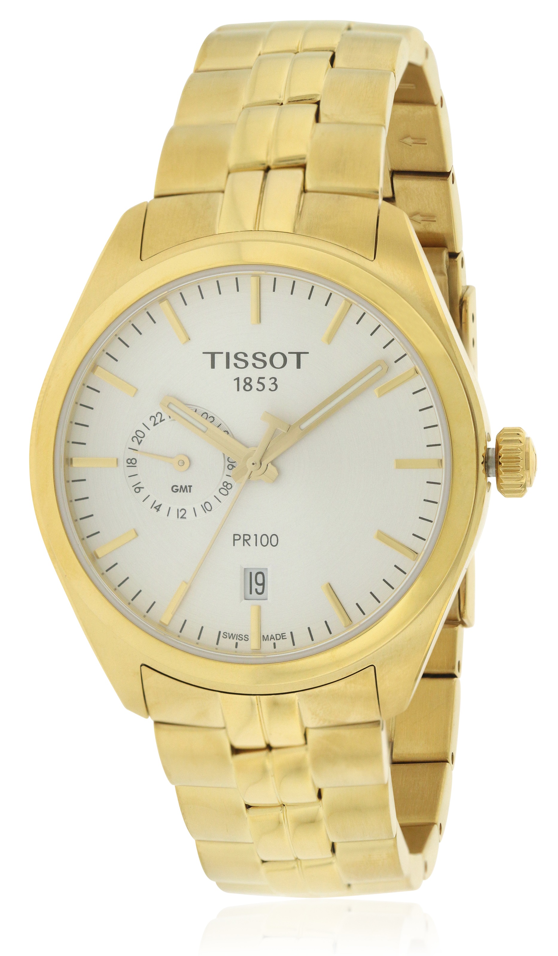 Tissot PR 100 Dual Time Gold-tone Stainless Steel Mens Watch T1014523303100