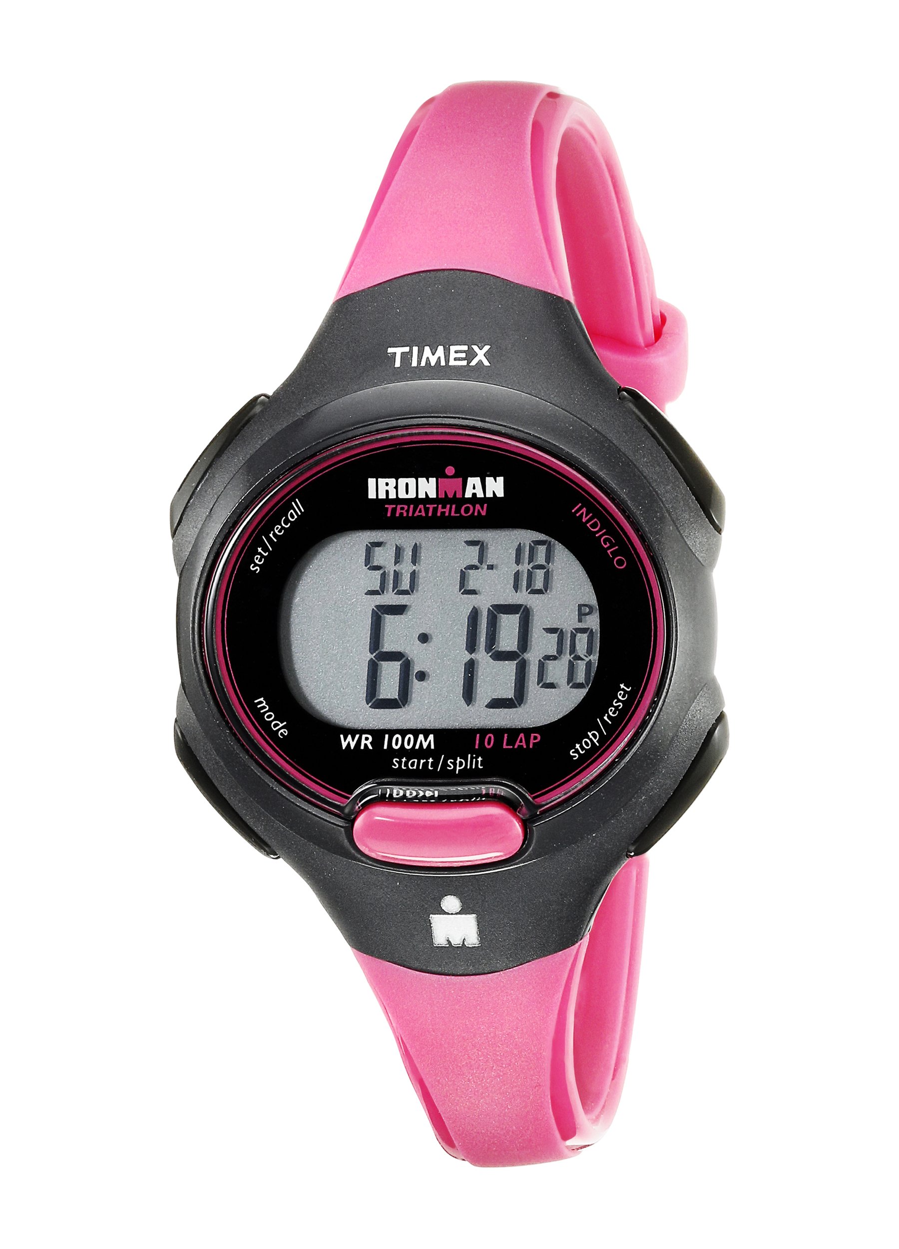 Timex Womens Ironman Essential 10 Mid-Size Pink/Black Resin Strap Watch T5K525