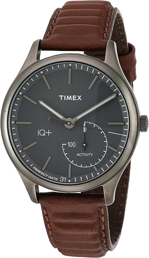 TIMEX IQ+ Move Activity Tracker Brown Leather Mens Smartwatch TW2P94800