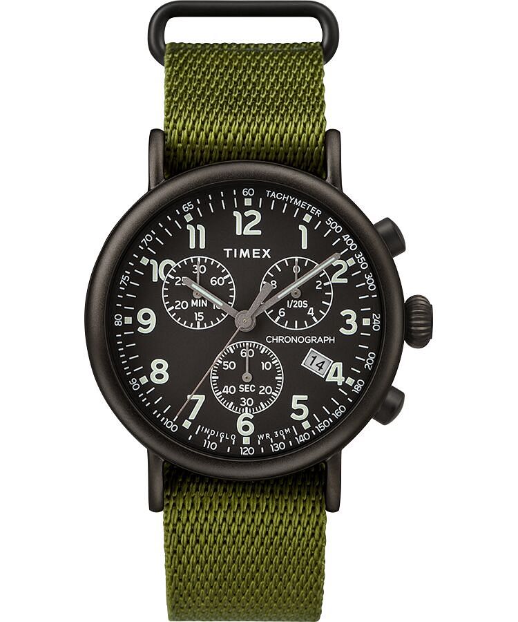 Timex Waterbury Green Fabric Chronograph Mens Watch TW2T21400