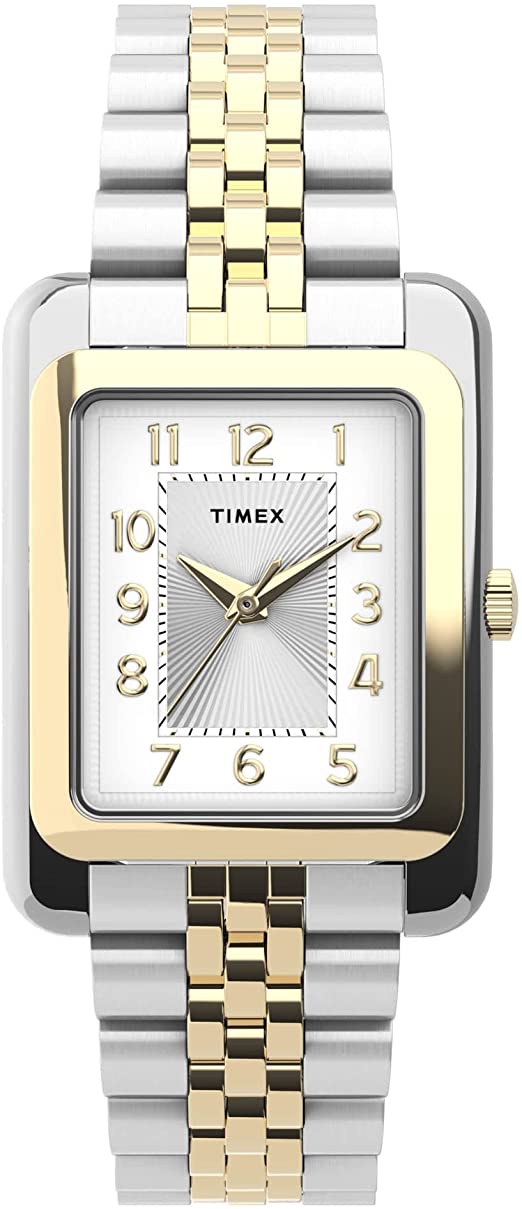 Timex Womens 25mm Two-tone Case Silver-tone Dial Bracelet