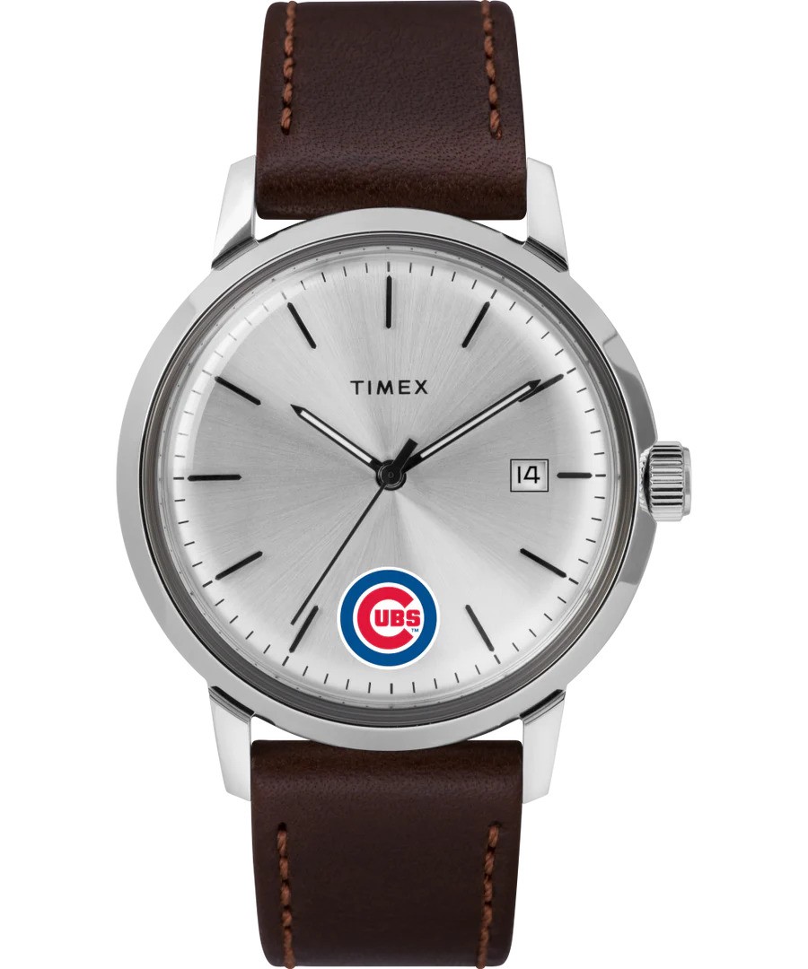 TIMEX Marlin Automatic 40mm Chicago Cubs Leather Mens Watch TW2U93300