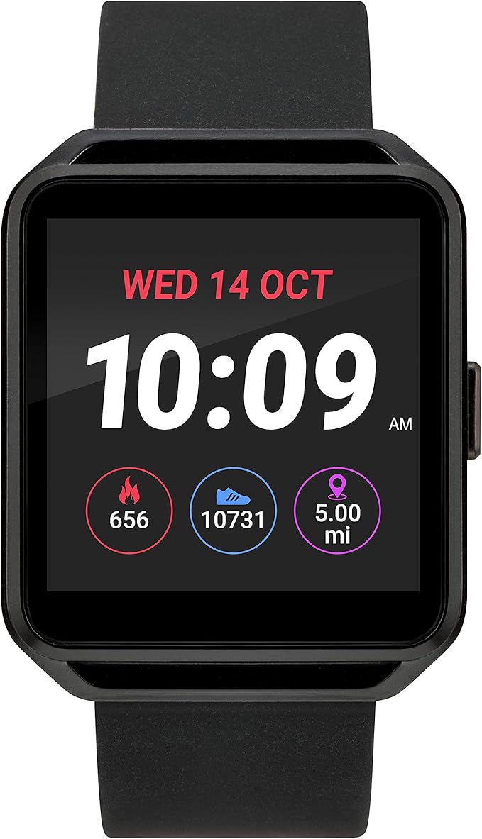 iConnect by Timex Square Black Silicone Smartwatch TW5M31200