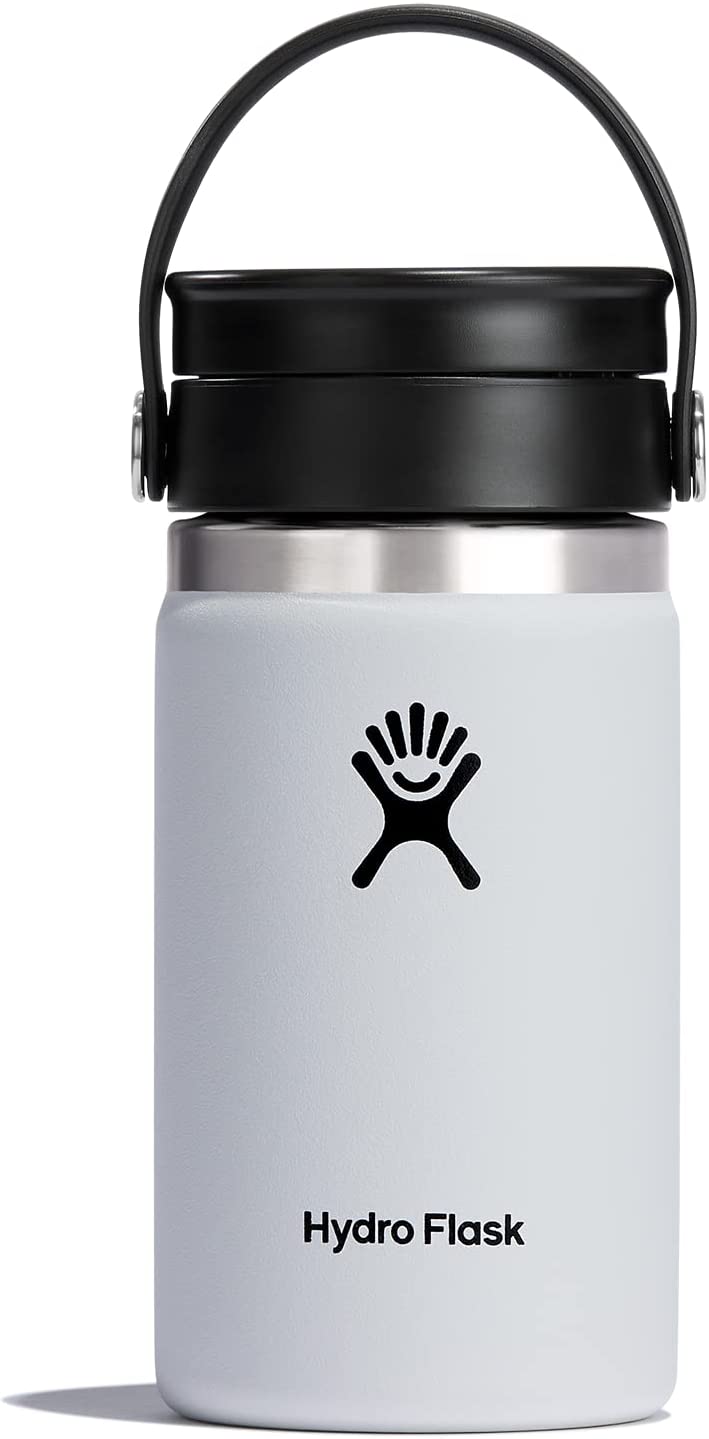 Hydro Flask Wide Mouth with Flex Sip Lid - Insulated 12 Oz Water Bottle Travel Cup Coffee Mug - White