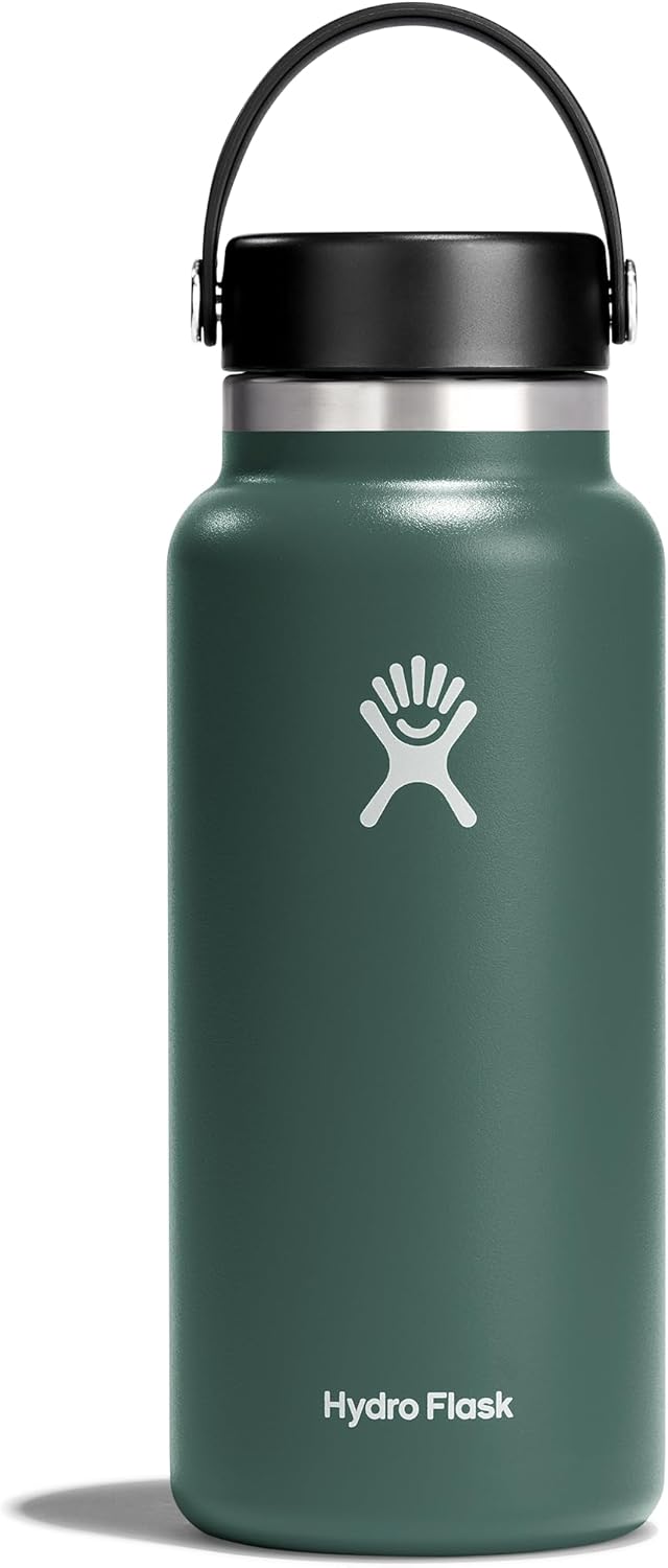 Hydro Flask Vacuum Insulated Stainless Steel Water Bottle Flask - Closeable Lid - Wide Mouth - 32 oz - Fir