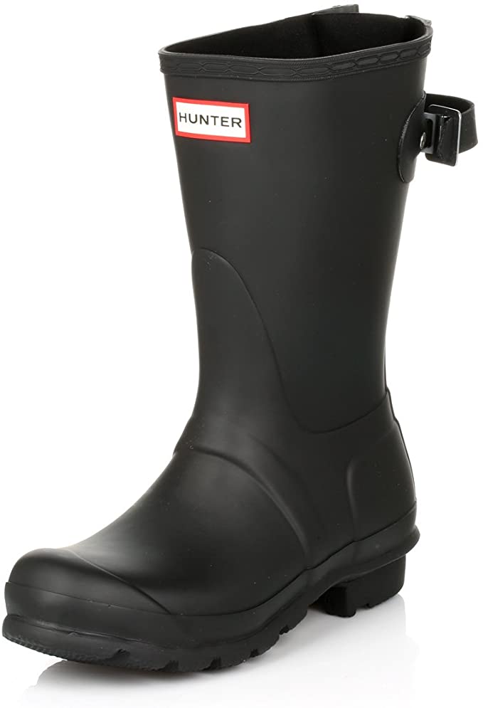 HUNTER Womens Original Short Back Adjustable Rain Boots - Black - 9