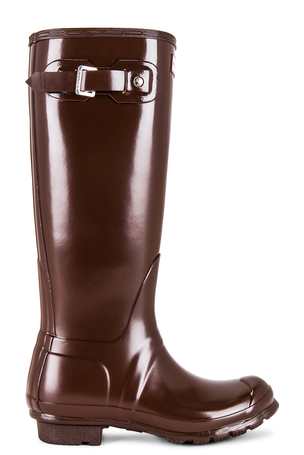 Hunter Womens Original Tall Gloss Rain Boots - Brown Bolt - 10